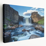 Stretched canvas artwork showcasing a stunning landscape of vibrant canyons in rich earthy tones, perfect for enhancing home décor and adding a natural element to any room.