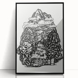 Modern Wall Art - Black & White Mountain Landscape - Contemporary Print