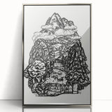 Modern Wall Art - Black & White Mountain Landscape - Contemporary Print