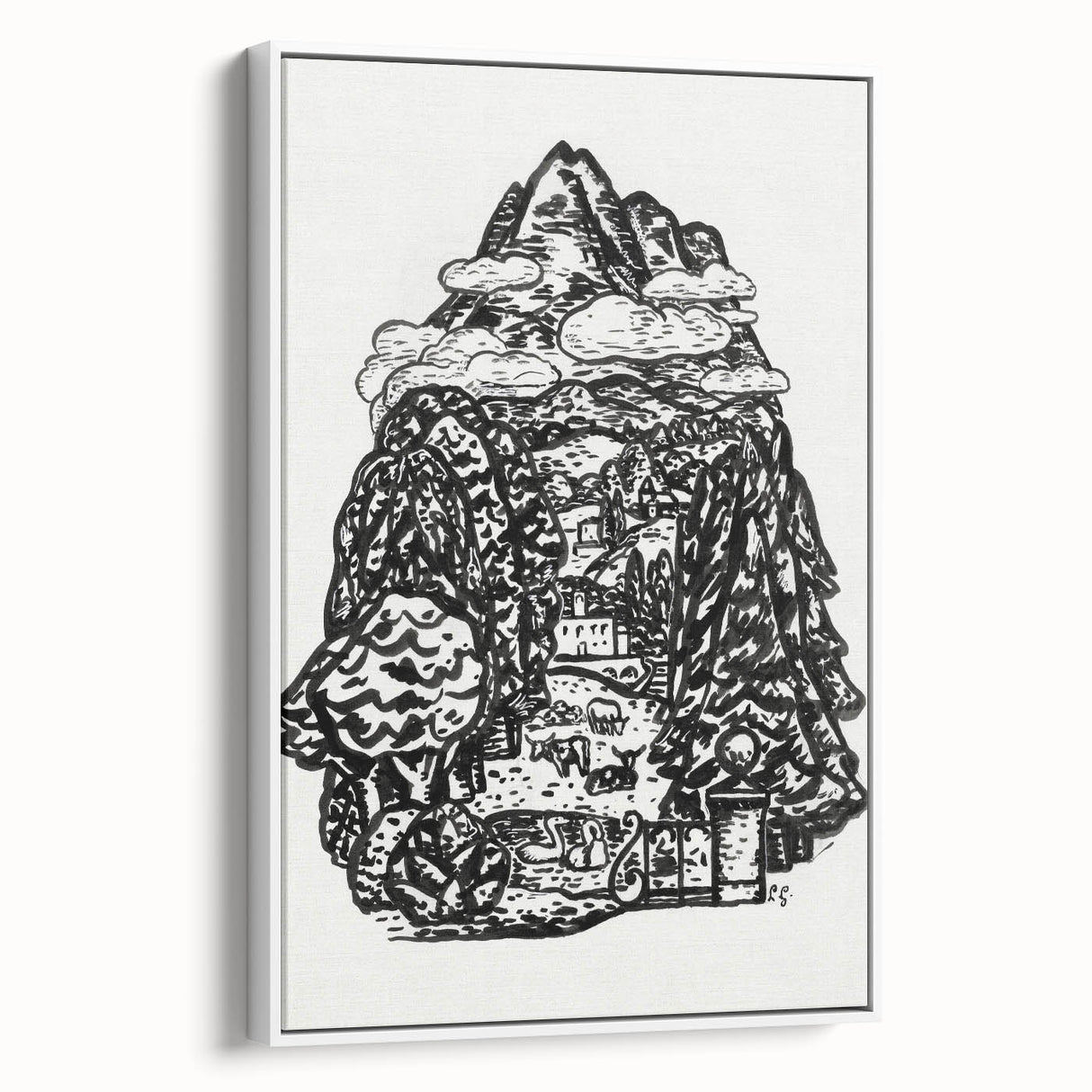 Modern Wall Art - Black & White Mountain Landscape - Contemporary Print