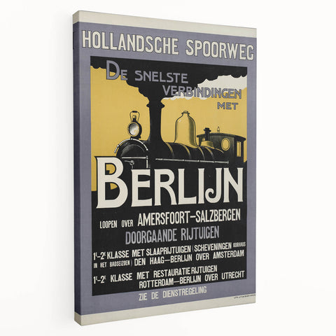 Retro Train Travel Poster - Vintage Berlin Connection Wall Art