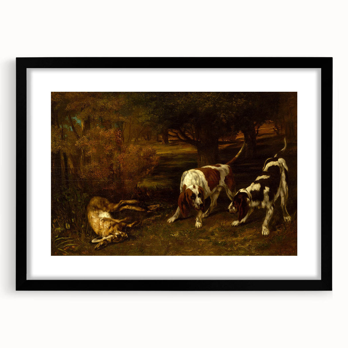 Hunting Dogs Realism Art Print - Gustave Courbet Classical Canvas Decor