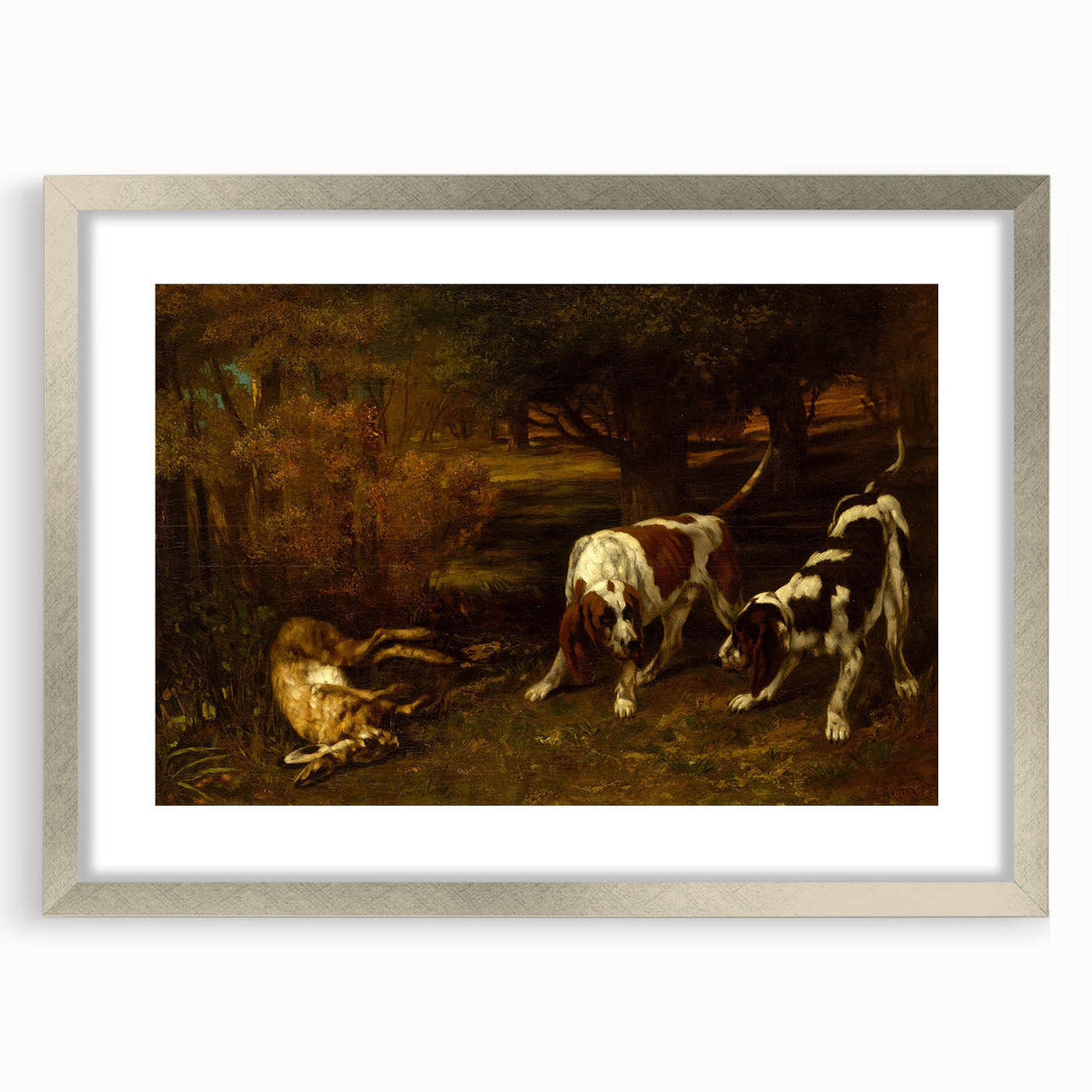 Hunting Dogs Realism Art Print - Gustave Courbet Classical Canvas Decor