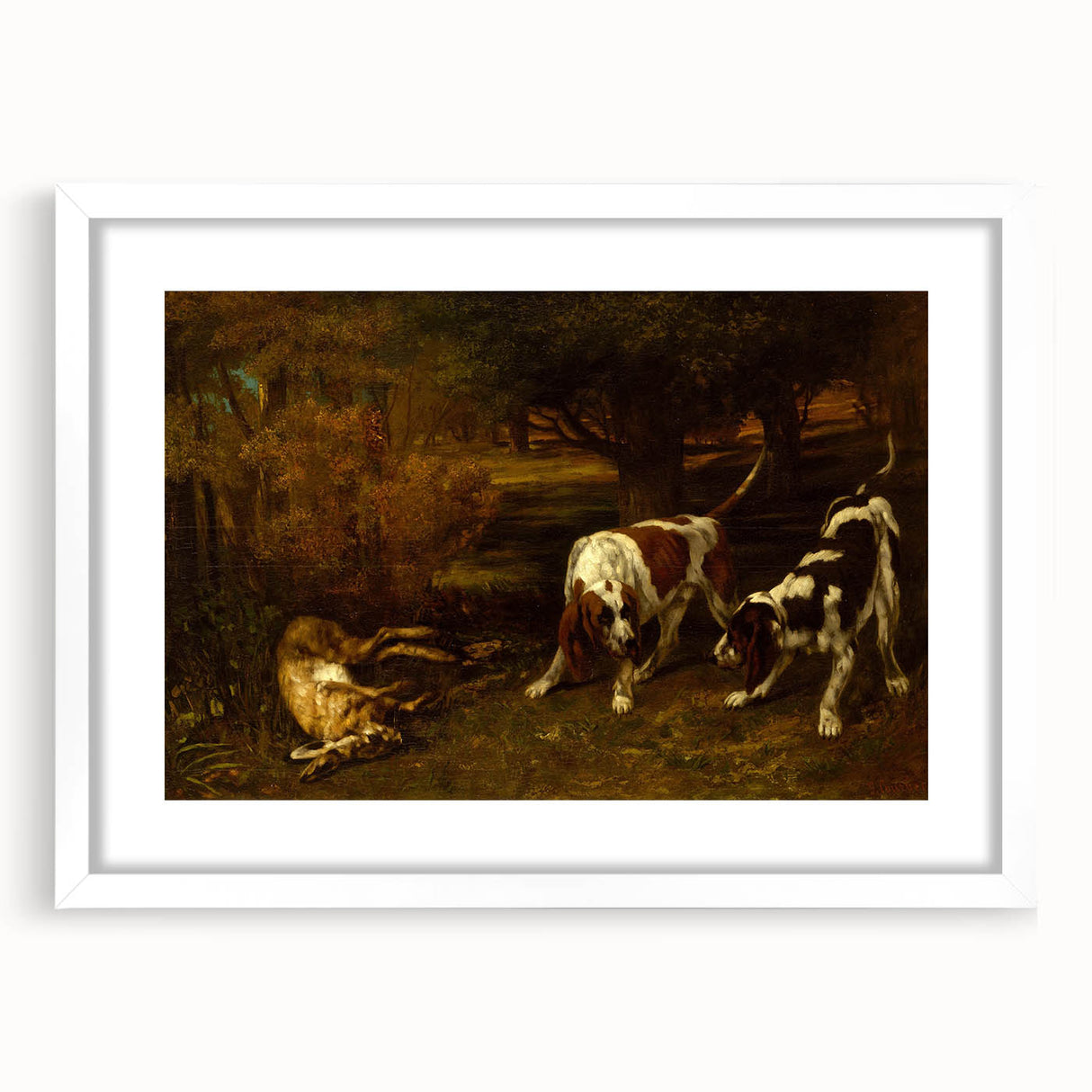 Hunting Dogs Realism Art Print - Gustave Courbet Classical Canvas Decor