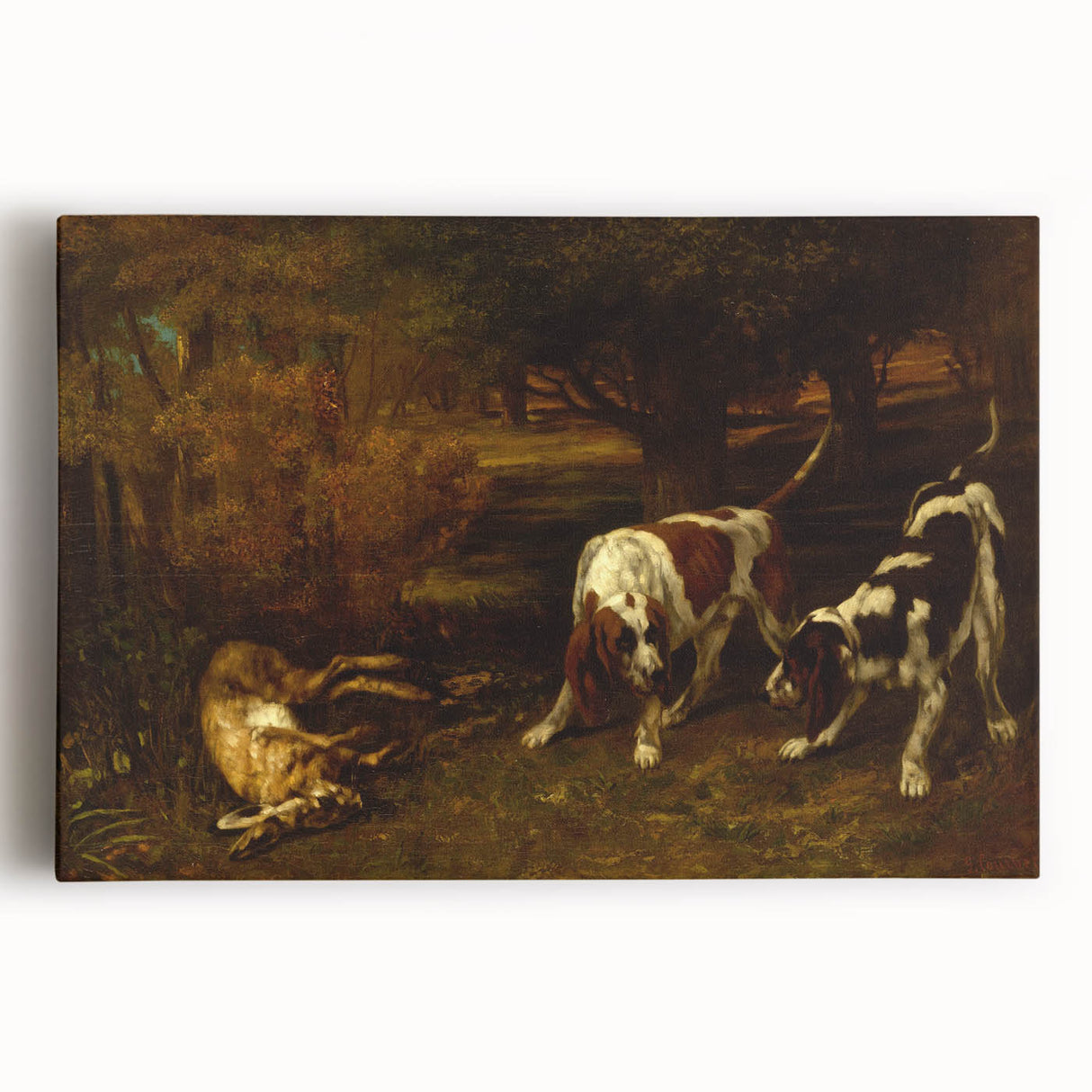 Hunting Dogs Realism Art Print - Gustave Courbet Classical Canvas Decor