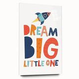 Boys Bedroom Art - Dream Big Rocket Nursery Wall Art Prints