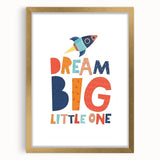 Boys Bedroom Art - Dream Big Rocket Nursery Wall Art Prints