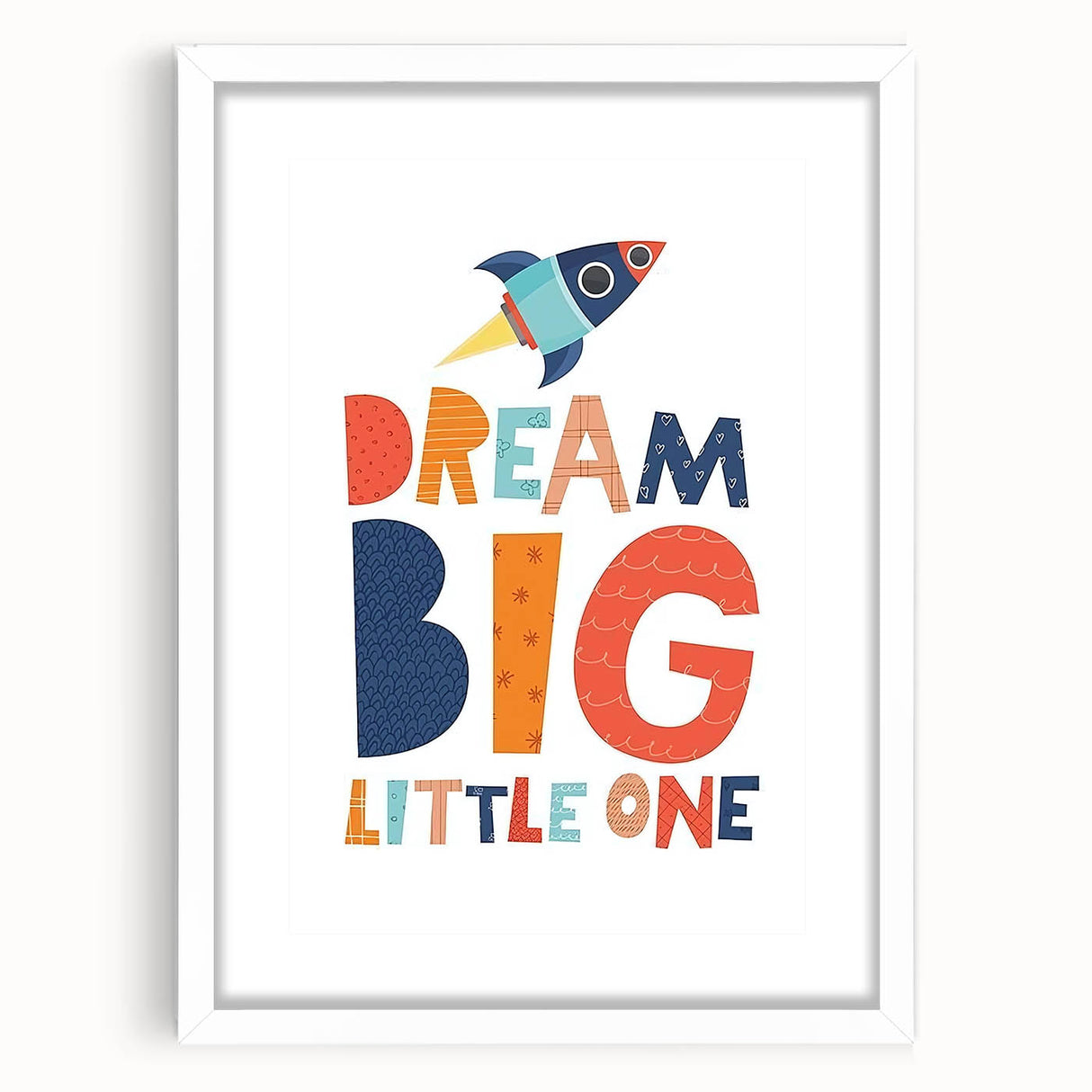 Boys Bedroom Art - Dream Big Rocket Nursery Wall Art Prints