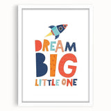 Boys Bedroom Art - Dream Big Rocket Nursery Wall Art Prints