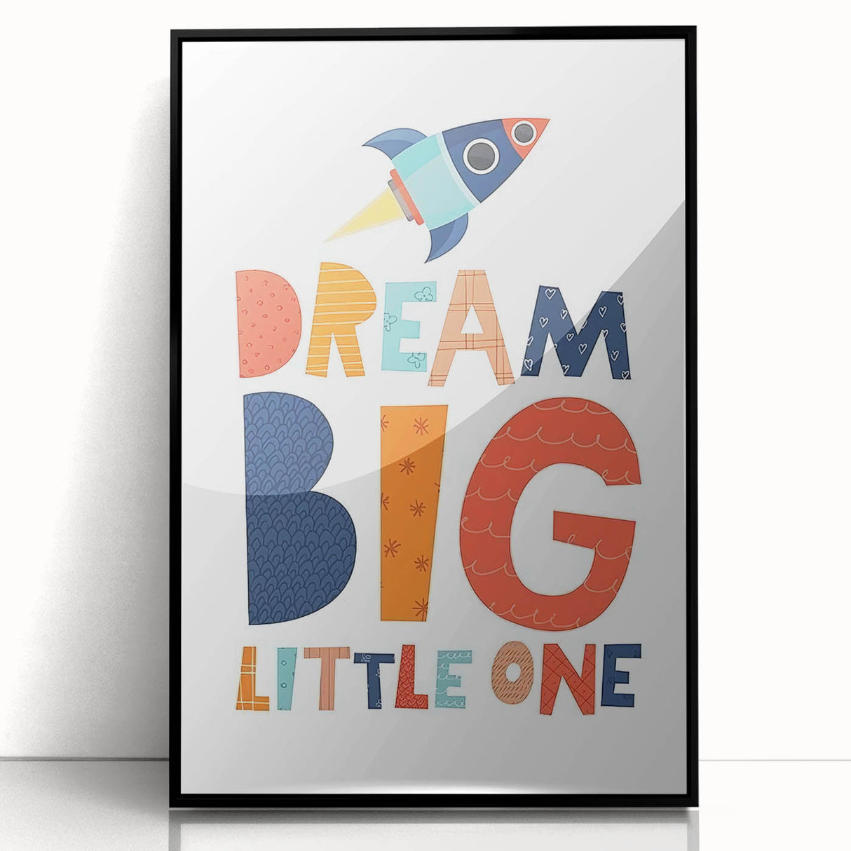 Boys Bedroom Art - Dream Big Rocket Nursery Wall Art Prints