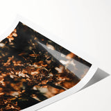 Extra large wall art featuring line art flowers in muted autumn tones on a rolled canvas.