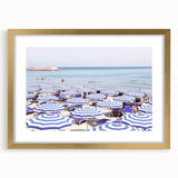 Extra large abstract art print with textured swirls in gold and white, framed in gold, ideal for living room decor.