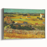 Landscape art painting featuring a vibrant Van Gogh style scene on a framed canvas, suitable for brightening a living room.