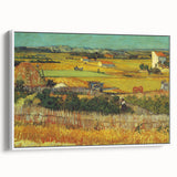 Vintage poster art of Van Gogh's painting on a framed canvas, featuring vibrant colors, ideal for living room decor.
