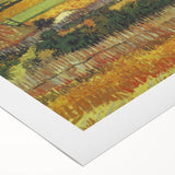 Art deco poster featuring a Van Gogh landscape on rolled canvas, suitable for dining room wall art.