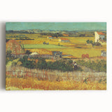 Black and white print of Van Gogh's 'Starry Night' on a large stretched canvas.