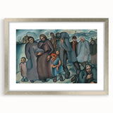 Modern Wall Art: Emotional Depiction of Refugees in Somber Tones