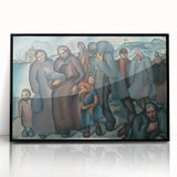 Modern Wall Art: Emotional Depiction of Refugees in Somber Tones