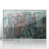 Modern Wall Art: Emotional Depiction of Refugees in Somber Tones