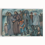 Modern Wall Art: Emotional Depiction of Refugees in Somber Tones