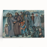 Modern Wall Art: Emotional Depiction of Refugees in Somber Tones