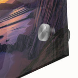 Close-up of a stunning acrylic landscape artwork showcasing vibrant cliffs in rich colors, emphasizing texture and depth, perfect for modern decor.