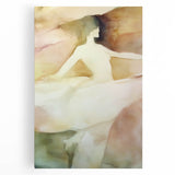 Abstract figurative stretched canvas artwork showcasing vibrant colors and fluid shapes, ideal for modern decor. Perfect for adding artistic flair to any space.