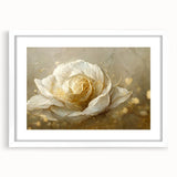 Abstract floral wall art framed in white with a mat, showcasing vibrant colors and intricate designs, perfect for modern home decor enhancement.