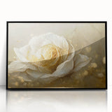 Framed wall art featuring an abstract floral design in vibrant colors, set in a sleek black frame, perfect for modern home decor and enhancing any living space.