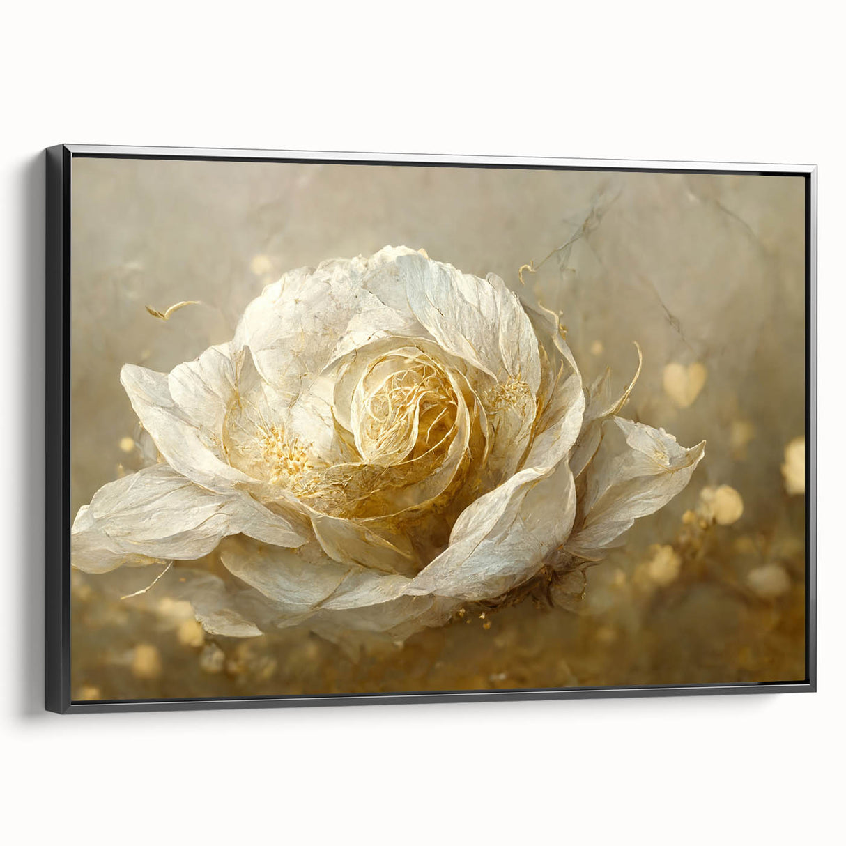 Framed canvas wall art showcasing abstract floral designs in vibrant colors, featuring a sleek black frame, ideal for modern home decor and artistic expression.