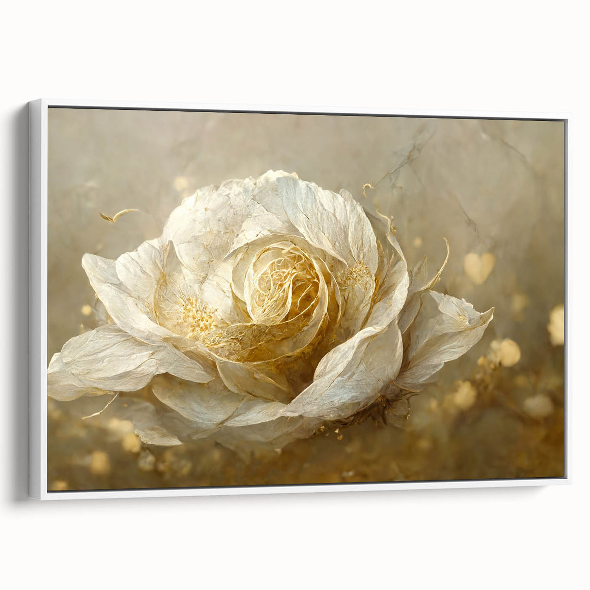 Framed canvas wall art showcasing an abstract floral design in soft pastel colors, displayed from a side view, perfect for modern home decor.