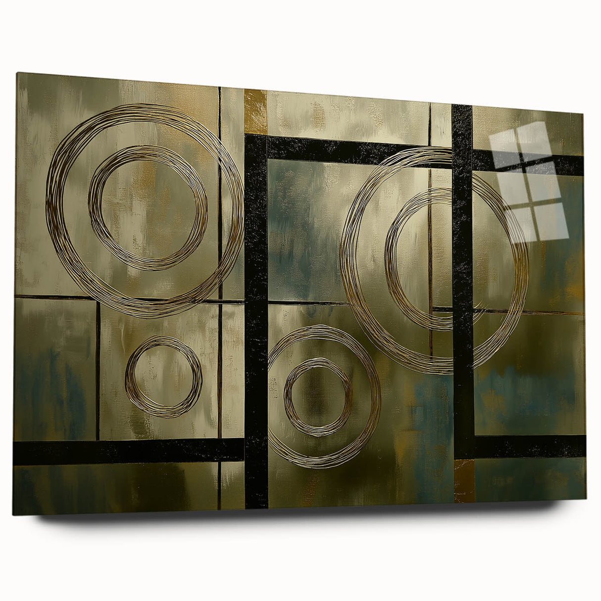 Abstract geometric acrylic glass design showcasing a vibrant mix of colors, featuring sharp angles and smooth edges, perfect for modern home decor.