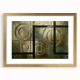 Abstract geometric frame with a gold mat, showcasing a modern design, perfect for enhancing interior decor. Ideal for showcasing artwork or photographs in a stylish setting.