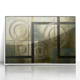 Framed acrylic wall art featuring a modern abstract geometric design in white, perfect for contemporary home decor. The artwork showcases clean lines and a minimalist aesthetic, ideal for adding a sophisticated touch to any living space.