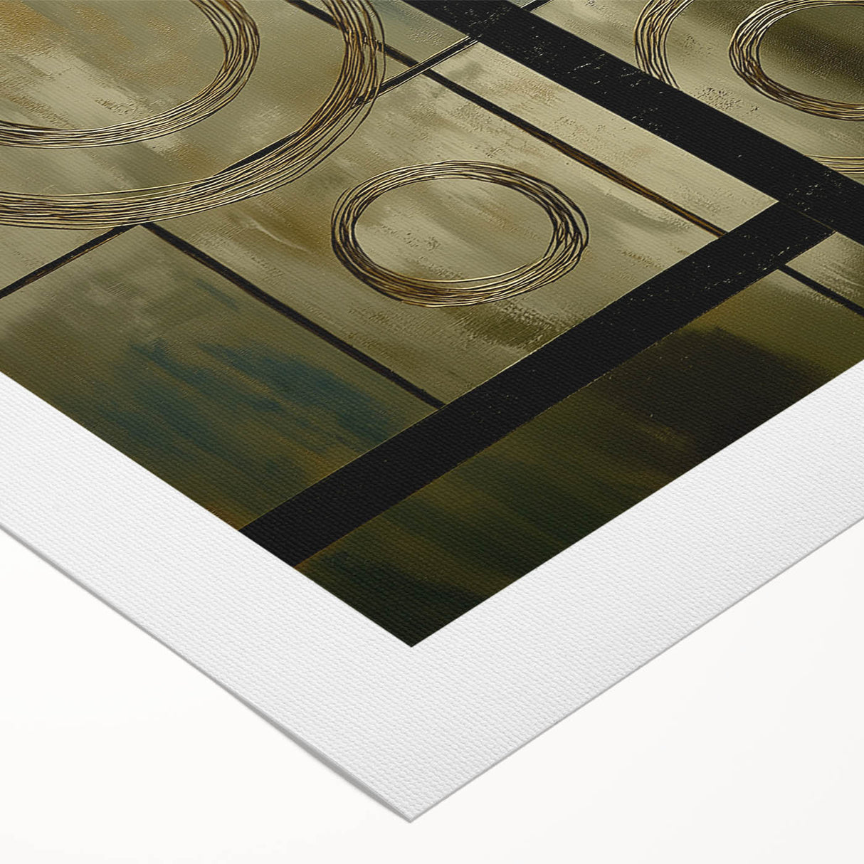 Abstract geometric design on rolled canvas showcasing vibrant shapes and colors, expertly crafted for modern decor. Perfect for home or office styling.