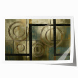 Abstract geometric rolled print showcasing vibrant colors and intricate patterns, elegantly packaged in a protective cardboard tube for easy display. Ideal for modern home decor or art enthusiasts.