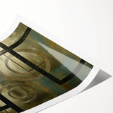 Abstract geometric rolled print showcasing vibrant colors and intricate shapes, ideal for modern home decor. Packaged securely in a sturdy cardboard tube for safe delivery.