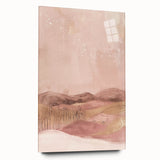 Abstract landscape wall art in acrylic glass, showcasing vibrant colors and fluid shapes, displayed from a side view, emphasizing its modern aesthetic and sleek design. Perfect for contemporary home decor.