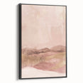 Framed canvas wall art showcasing an abstract landscape design in earthy tones, featuring a sleek black frame and side view perspective, perfect for modern home decor.