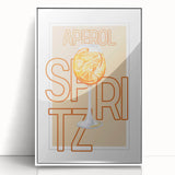 Mid-century modernist art depicting colorful geometric shapes on a white acrylic framed poster.