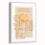 Vintage poster art of colorful food and drinks on extra large framed canvas, ideal for living room decor.