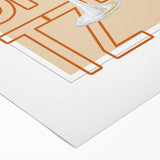 Art deco poster featuring a stylized cocktail glass in muted gold and black tones, printed on rolled canvas.