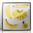 Large abstract wall art featuring assorted fruits in bold colors on a black acrylic framed print.