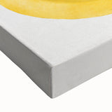 Large art of a black and white landscape painting on stretched canvas, featuring an array of fruits.