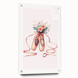Floral Ballet Shoes Wall Print - Personalized Kids Art