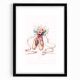 Floral Ballet Shoes Wall Print - Personalized Kids Art