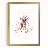 Floral Ballet Shoes Wall Print - Personalized Kids Art