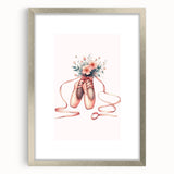 Floral Ballet Shoes Wall Print - Personalized Kids Art