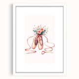 Floral Ballet Shoes Wall Print - Personalized Kids Art