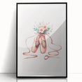 Floral Ballet Shoes Wall Print - Personalized Kids Art
